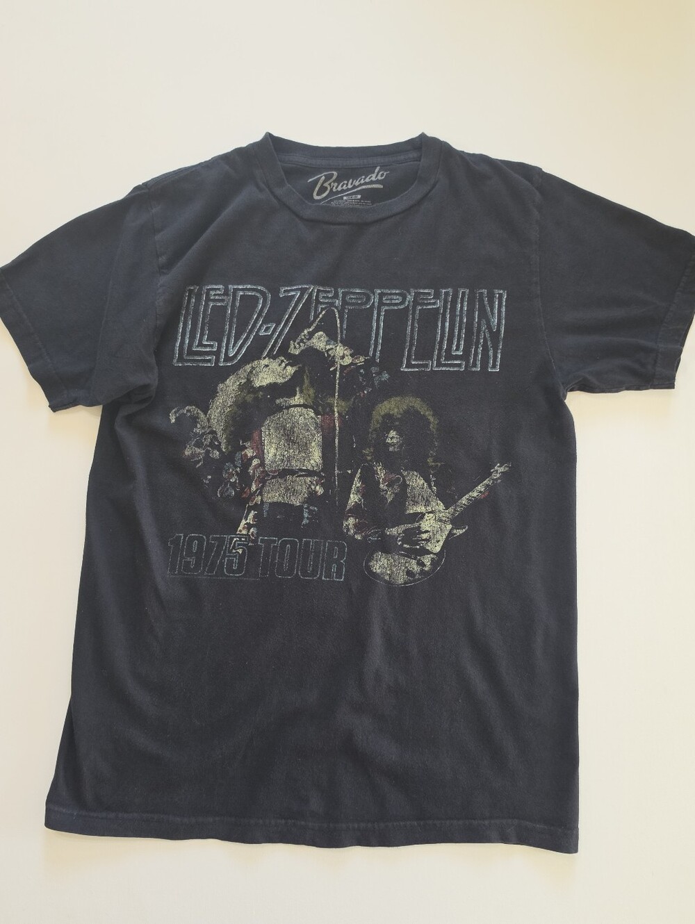 Bravado Led Zeppelin T-shirt Mens Medium Black Distressed Retro Style Graphic